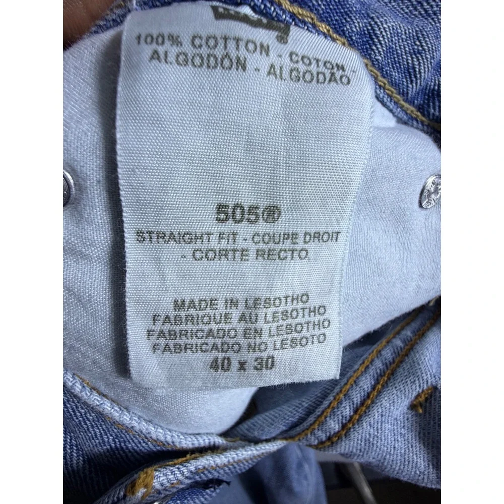 y2k Levis 505 Straight Fit Mens Jeans 40x30 Medium Wash Blue Denim 100% Cotton